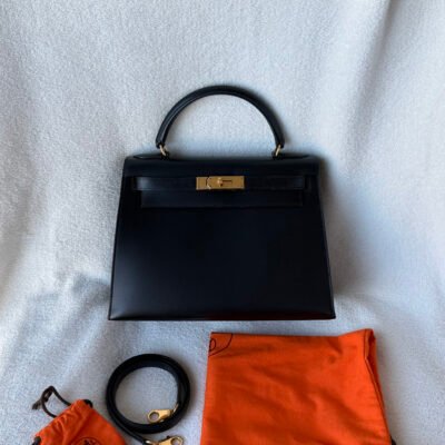 HERMÈS Black Box Calf Kelly Sellier 28 GHW