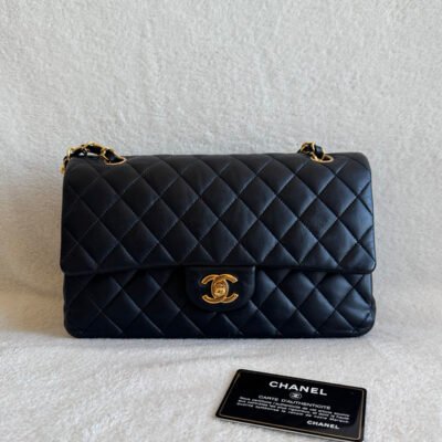 CHANEL Black Lambskin Classic Flap Medium GHW